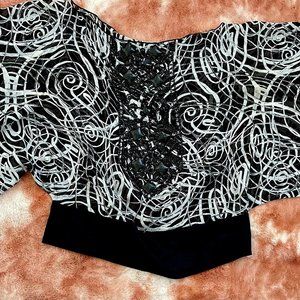 Petite Black & White bebe Blouse